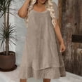 thumbnail image 2 of Afdoent Women's Dresses Everyday Casual Dress Loose Fit Short Sleeve Solid Color Layered Neck Midi Dress For Comfort Travel Outfits, 2 of 6
