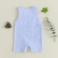 thumbnail image 4 of Newborn Baby Cotton Mesh Bodysuit for 12-18 Months Preemie Newborn Baby Boys Sleeveless Seersucker Romper Straps Overalls Jumpsuit Summer Smocked Clothes, 4 of 6