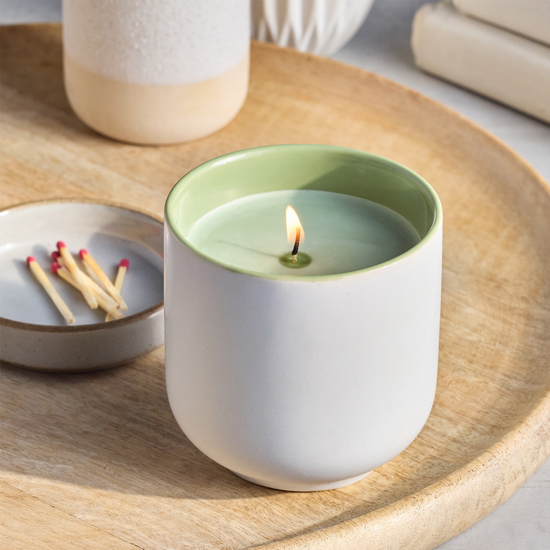 Better Homes and Gardens 1-Wick Ceramic Jar Candle, Mandarin Basil, 8 oz