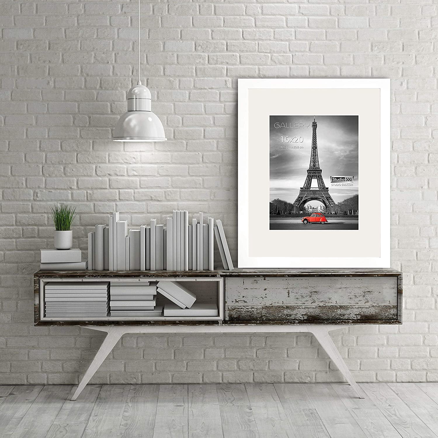 Studio 500 Luxury Collection 1-Opening 16 x 20 in Matted to 11 x 14 in, 11 x 14 in Photo Frames, Brushed White Over Pine Wood, 2 Count