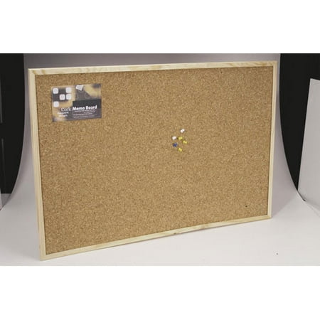 Fabric Covered Memo Board - Cork Memo Board with Push Pins and Wood Frame - 9 x 12 inches