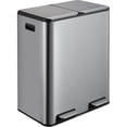 thumbnail image 2 of Kojooin Dual Compartment Trash Can, 60L Stainless Steel Garbage Bin with Soft-Close Lid and Removable Inner Buckets, 2 of 5