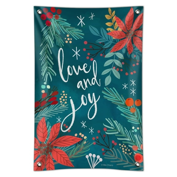 Love and Joy at Christmas Poinsettias Home Business Office Sign