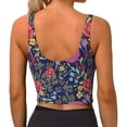 thumbnail image 3 of Haiem Floral Pattern Womens Sports Bra - U Neck Padded Low Impact Yoga Bra Workout Crop Top Gym Moisture-Wicking Workout Vest -X-Large, 3 of 9