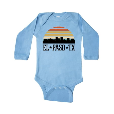 

Inktastic El Paso Texas Skyline Retro Gift Baby Boy or Baby Girl Long Sleeve Bodysuit