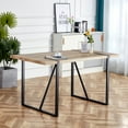thumbnail image 5 of DECMAY Rustic Industrial Rectangular Wood Dining Table For 4-6 Person, With 1.5" Thick Engineered Wood color Tabletop and Black Metal Legs,Desk For Kitchen Dining Living Room, 55.1" x 31.4"x 29.9", 5 of 25