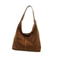 thumbnail image 4 of Bolso de mano para mujer, bolso de gamuza de gran capacidad, bolso de hombro, bolso tipo hobo para actividades al aire libre, desplazamientos, citas, Marrón amarillento, 4 of 10