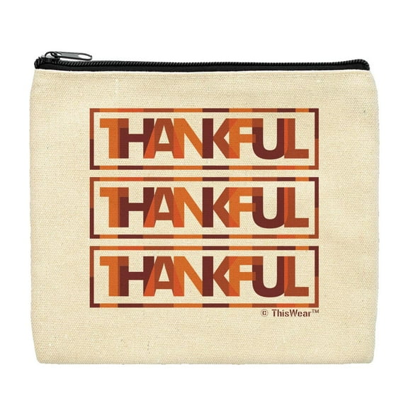 ThisWear Fall Decorations for Home Thankful Fall Colors Word Art Makeup Bag