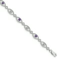 thumbnail image 1 of 925 Sterling Silver Amethyst Diamond Bracelet Gemstone, 1 of 6