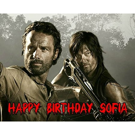 The Walking Dead TWD Daryl Rick Grimes Personalized Customized Edible Image Photo Sugar Frosting Icing Cake Topper Sheet Birthday Party - 1/4 Sheet -