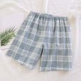 thumbnail image 2 of Women's Shorts Elastic Waist Washed Checkered With Side Pockets Home Gym Shorts, 2 of 3