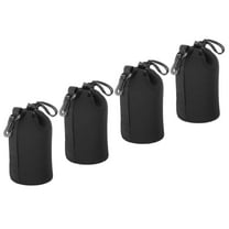 Uxcell Camera Lens Bag, 3.9" ID x 7.1" H Drawstring Lens Pouch with Thick Protective Neoprene Black 4Pack