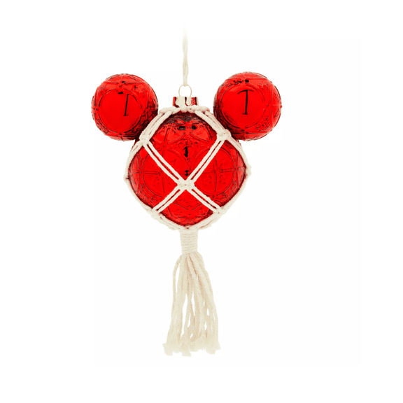 Disney Mickey Tile & Macrame Icon Glass Ball Sketchbook Christmas Ornament New