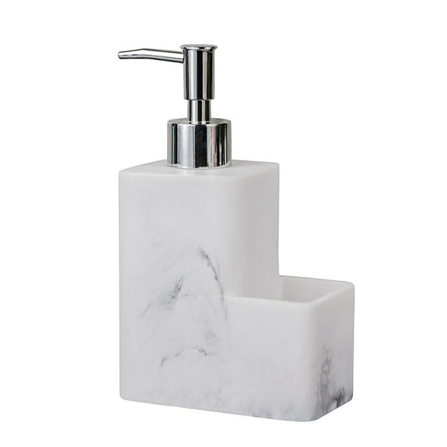 yuksok 15oz Resin Soap Dispenser Organizer Holder with Storage Compartment Marble