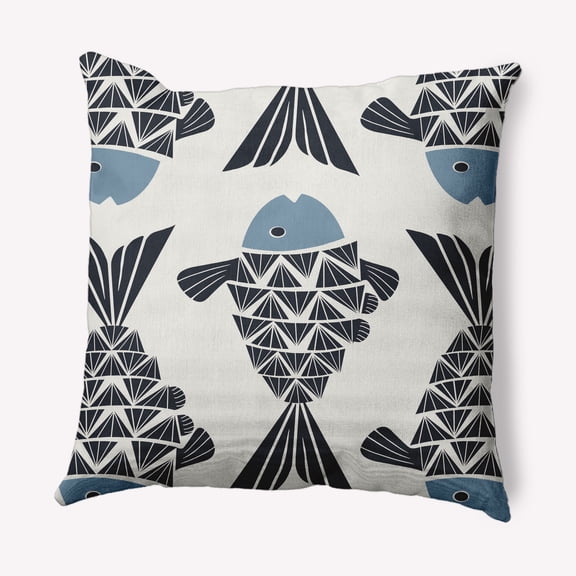 Simply Daisy 16" x 16" Big Fish Nautical Decorative Indoor Pillow