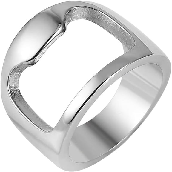 Beer Bottle Opener Ring - Stainless Steel (Creative Fun for Men and Women)