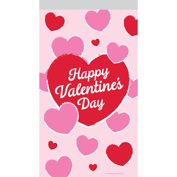 Valentine Decor 9&quot;L X 5&quot;W &quot;Happy Valentine's day,&quot; Printed Zip Treat