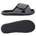 thumbnail image 2 of Cozy Memory Foam Mens Slippers Adjustable Comfy Open Toe House Slippers Slip On Indoor Bedroom Velcro Slippers for Men, Grey 12-13, 2 of 6