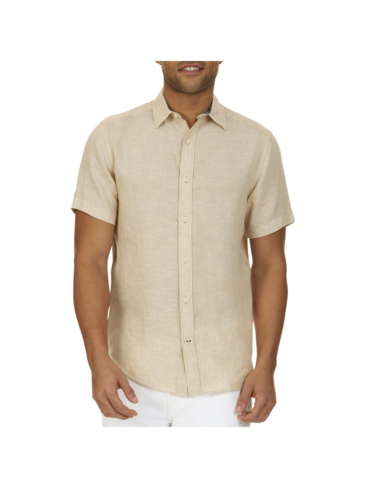 Nautica - Nautica Mens Linen Casual Button-Down Shirt Tan L - Walmart ...