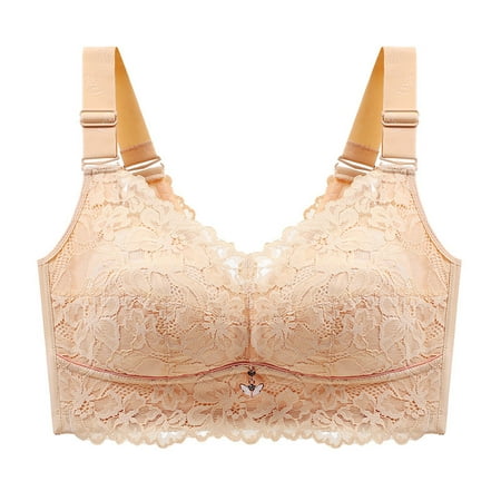 

Hfyihgf Sexy Push Up Lace Floral Bralette Bras for Women s Unlined T Shirt Bra Minimizer Full Coverage Non Padded Everyday Bras(Khaki XXL)