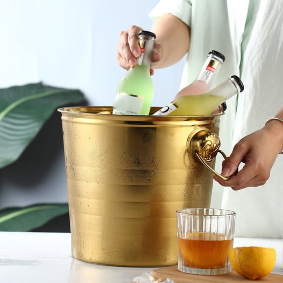 Helenmas Home Kitchen Thickened Stainless Steel Tiger Head Ice Bucket With High Aesthetic Value For Household Ktv Bars Clubs Champagne Buckets Red Wine Beer Ice Buckets Wine Set Gold