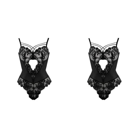 2 Pack Embroidery Ladies Strap Crochet Cutout Teddy Lingerie Bandage Underwear Animal Print for Women Lingerie Womens Lingerie Dress up Petite Lingerie Womens Pajamas Lingerie plus Size
