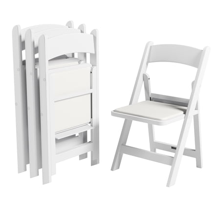 Techni Home 4-Pack White Resin Folding Chairs with Padded Seat  Indoor Outdoor Heavy-Duty Event Seating