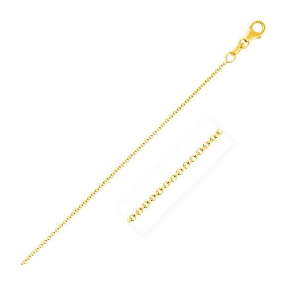 14k Yellow Gold Round Cable Link Chain 1.1mm 16 in