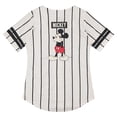 thumbnail image 2 of Disney Ladies Mickey Mouse Baseball Jersey, Button Down Jersey Shirt Ivory Black – 2XL, 2 of 6