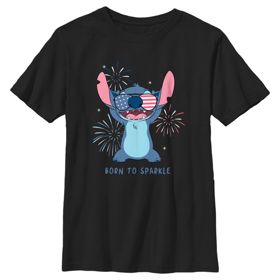 Boy's Lilo & Stitch Born to Sparkle Stitch Graphic Tee Black Small