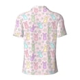 thumbnail image 3 of Vsdgher Colorful Bunny Print Men's Short Sleeve Stretch Polo Shirt, Moisture-Wicking Performance Polo Shirt, 3 of 8