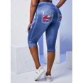 thumbnail image 4 of Talla grande WIDFLOWER 3D JEAN IMPRESIÓN METGUMINGS CRESTPED Rosegal Leggings de talla grande, 4 of 5
