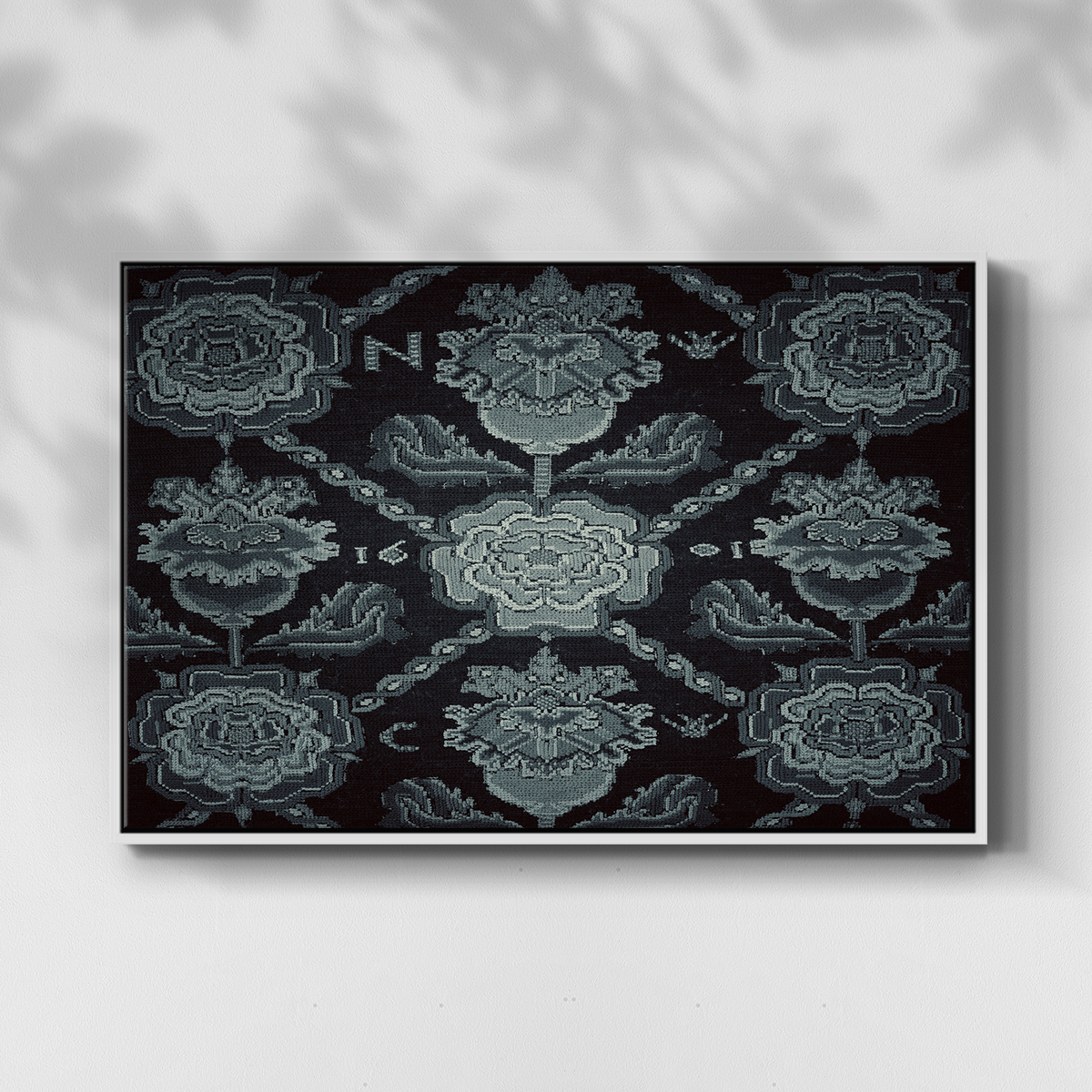 Vintage Abstract Print-LIV Framed in White Wood Gallery Wrapped Canvas 17 in. x 25 in.