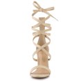 thumbnail image 3 of Sandalias Cordón Arriba Punta Abierta Allegra K Tacón De Aguja Para Mujer Beige 37, 3 of 7