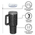 thumbnail image 4 of Black White Halloween Skull Bat Moon Pattern Tumbler with Handle and Lid,40oz Double Wall Vacuum Insulated Tumbler,Cups Gift for Women and Men, 4 of 7