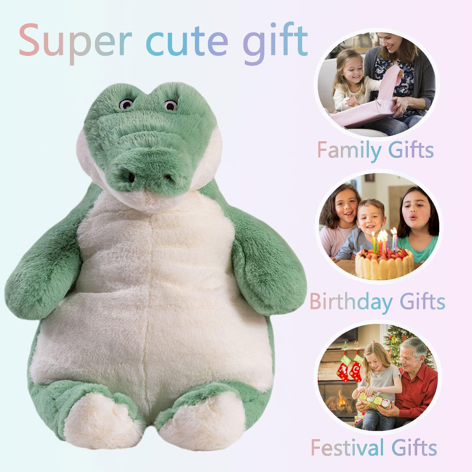 RUIG Alligator Weighted Stuffed Animals, 17" Weighted Crocodile Plush Toy Large Weighted Plush Animal Pillow Gifts for Boys and Girls,Weighted Stuffed Animals for Baby Girl Boy Adult Kid Gift