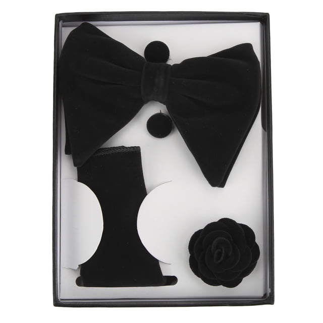 Juego de 5 lazos para corbata de fácil manejo, lazos de corbata clásicos y elegantes para hombre, gemelos cuadrados de bolsillo, ramillete para regalo de cumpleaños, color negro
