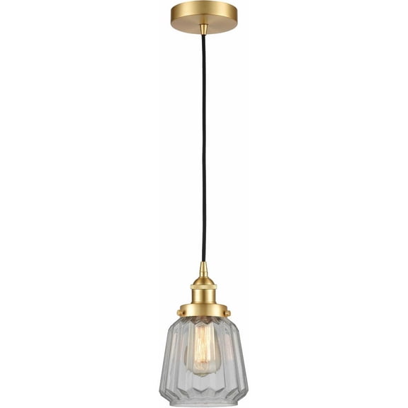 616-1PH-SG-G142 Innovations Lighting Chatham - 1 Light Mini Pendant In Art Deco Style-11 Inches Tall and 7 Inches Wide-Satin Gold Finish-Clear Glass