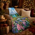 thumbnail image 3 of Wildflower Meadow Mountain Lake Scenery Bright Peaceful Nature, Peaceful Mountain Lake Scene, Warm Flannel Blanket for Cabin and Lodge, Outdoor Lovers Camping Gift, Rustic Home Decor, 3 of 9