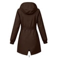 thumbnail image 6 of Busydd Womens Rain Jacket Casual Solid Color Long Sleeve Rain Coat Trendy Adjustable Waist Full Zip Button Waterproof Windbreaker Jacket with Pockets 2XL, 6 of 8