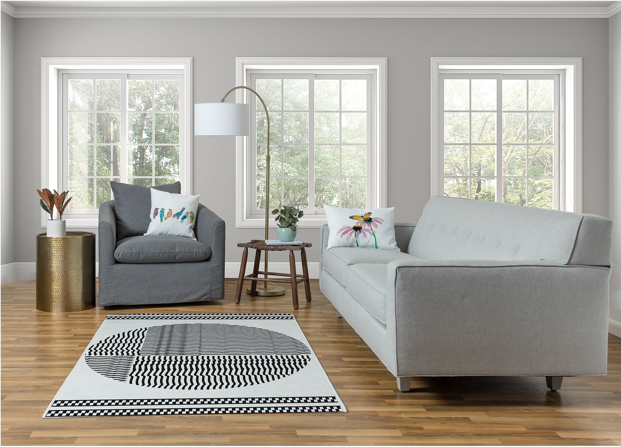 Simply Daisy 4' x 6' Black Geo Circle Rug
