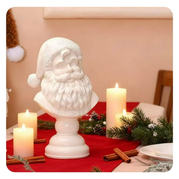 FYHALE Santa Bust Sculptures Christmas Desk Ornaments Santa Claus Statue Decor for Tabletop Bookshelf Bedroom Office