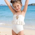 thumbnail image 2 of shoper Girls Swimsuits Size 14 Girls Swimsuit Design Texture Fabric Pure Color Bathing for Outdoor White 3-4 Years, 2 of 10