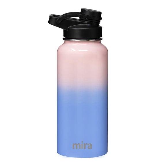 MIRA 32 oz Stainless Steel Insulated Sports Water Bottle | Metal Thermos Flask Keeps Cold for 24 Hours, Hot for 12 Hours | BPA-Free Spout Lid Cap | Cotton Candy