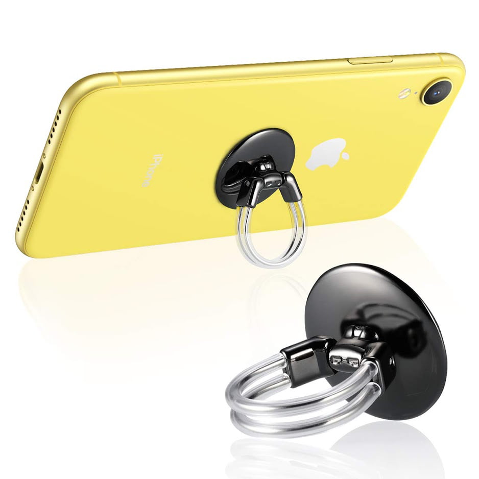 Phone Ring Stand Holder 360 Degrees Rotating Metal Stand with Car Mount for All Mobile Phones Tablets and iPads Silver iPhones Fone-Stuff Finger Grip Ring