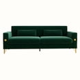 thumbnail image 5 of Luxury Velvet Sofa with Gold Accents - Modern 3-Seat Couch with Plush Cushions, Perfect for Living Room and Office Decor (Green), 5 of 11