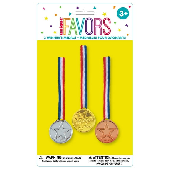 Bronze, Silver, & Gold Medal Party Favors, 3pc