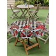 thumbnail image 3 of Outdoor Tablecloth with Umbrella Hole and Zipper, Plaid Gnomes Christmas Round Table Cloth 54 Inch Waterproof Tablecloth, Xmas Ball Gifts Snowflake Picnic Table Cover for Patio Camping, 3 of 7