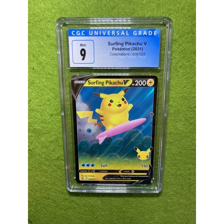Pikachu SURFING POKEMON CARD CELEBRATIONS FULL ART 2021 Pokmon TCG CGC 9  MINT - Walmart.com