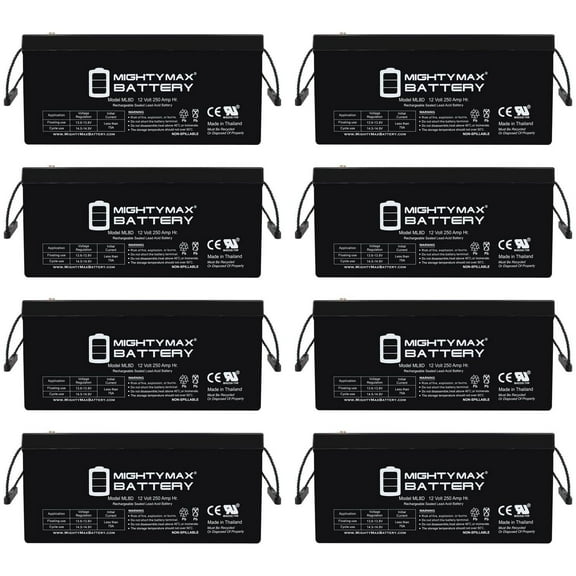 12V 250Ah SLA Replaces Bucyrus-Erie 8750 Crane 02-04 850CCA - 8 Pack